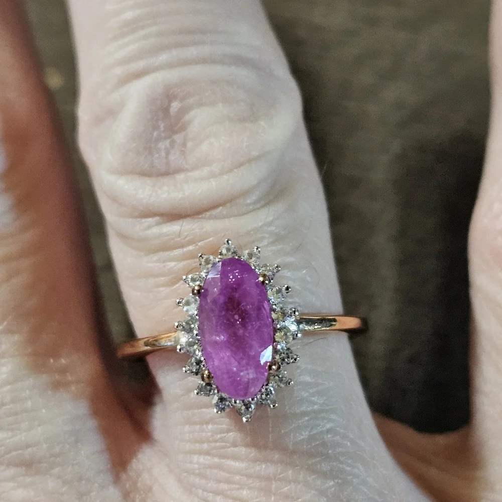Genuine Pink Sapphire 💗 Ring Rose Gold/ Sterling Silver Size 6!